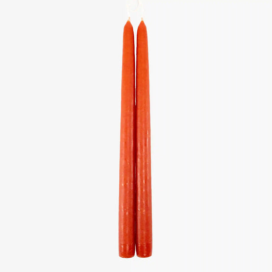 Dripless Vermillion 12" Taper Candles, Set of 2