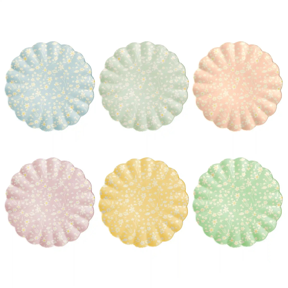 Floral Assorted Bamboo Large Plates, Set of 6