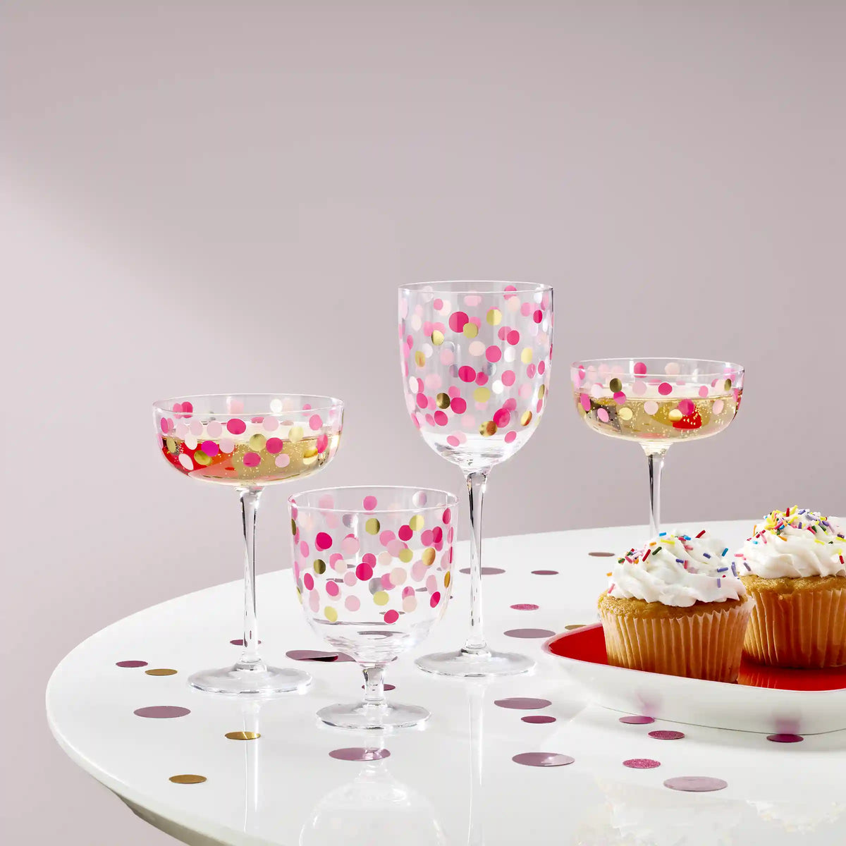 It's Raining Confetti Coupe Glasses, Set of 4