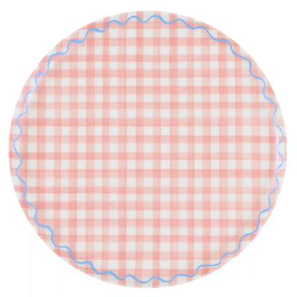 Gingham Reusable Large Plates, Set of 6