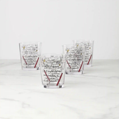 Make Merry Double Old-Fashioned Glasses, Set of 4