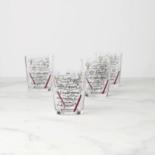 Make Merry Double Old-Fashioned Glasses, Set of 4