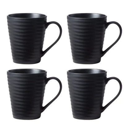 Ridge Black Mugs, Set of 4