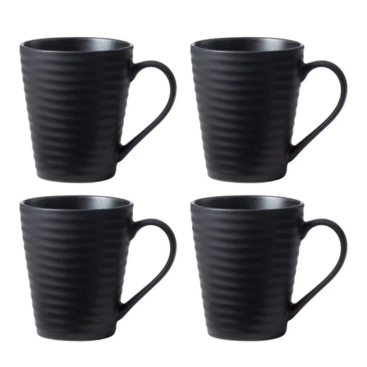 Ridge Black Mugs, Set of 4