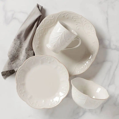 French Perle White 4-Piece Place Setting