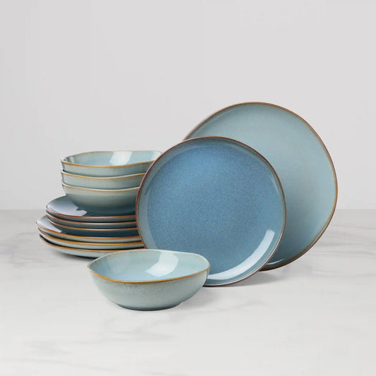 Organic Shades Blue 12-Piece Dinnerware Set
