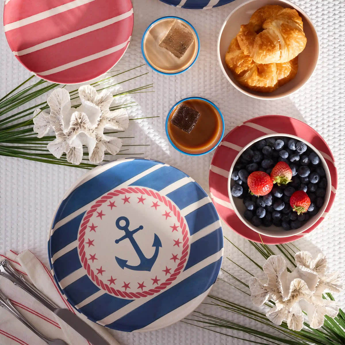 24 Seven Melamine, Aweigh We Go 12-Piece Dinnerware Set