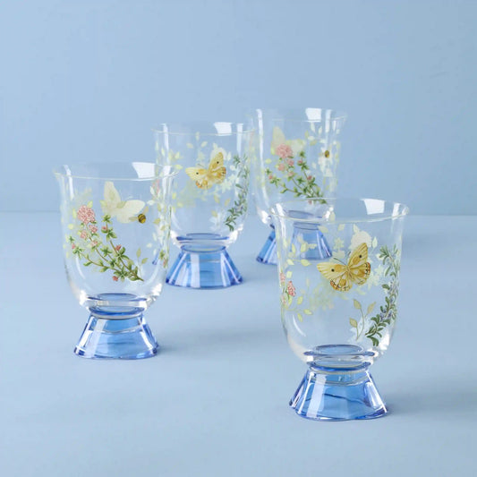 Butterfly Meadow Herbs Short Tumblers, Set of 4
