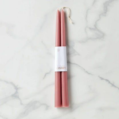 Dipped Rose 12" Taper Candle, Set of 2