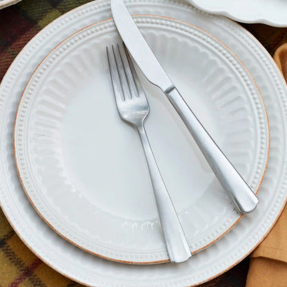 French Perle Groove White 18-Piece Dinnerware Set