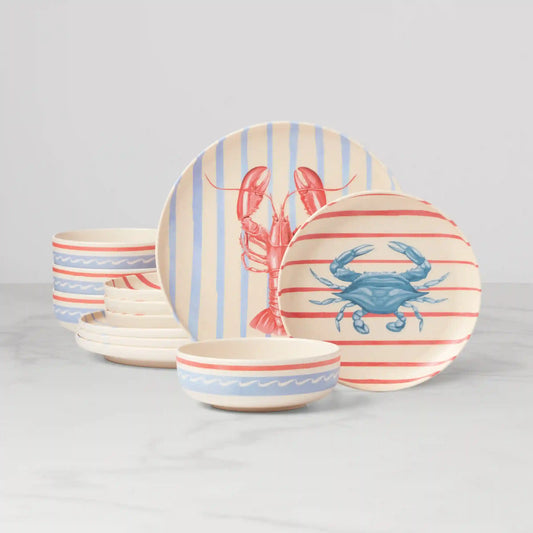 24 Seven Melamine, Wharfside 12-Piece Dinnerware Set