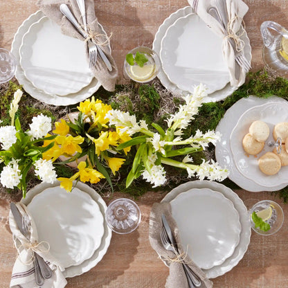 French Perle Scallop White 12-Piece Dinnerware Set