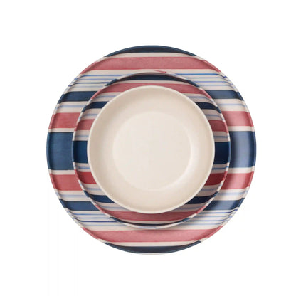 24 Seven Melamine Stripe 12-Piece Dinnerware Set