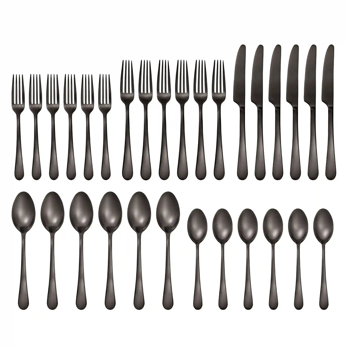 Mirabella Gunmetal Satin 30-Piece Flatware Set