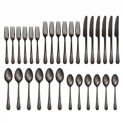 Mirabella Gunmetal Satin 30-Piece Flatware Set