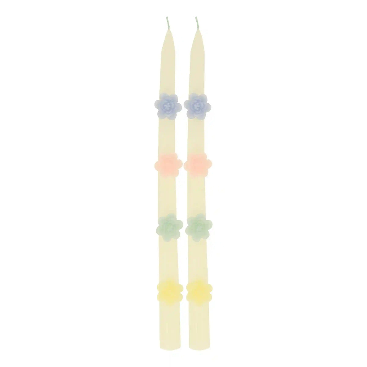 Pastel Flowers Taper Candles, Set of 2
