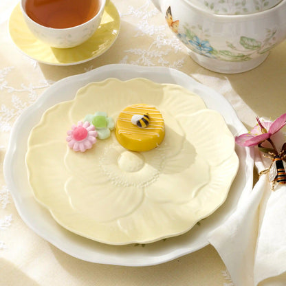 Butterfly Meadow Floral Yellow Accent Plates, Set of 4