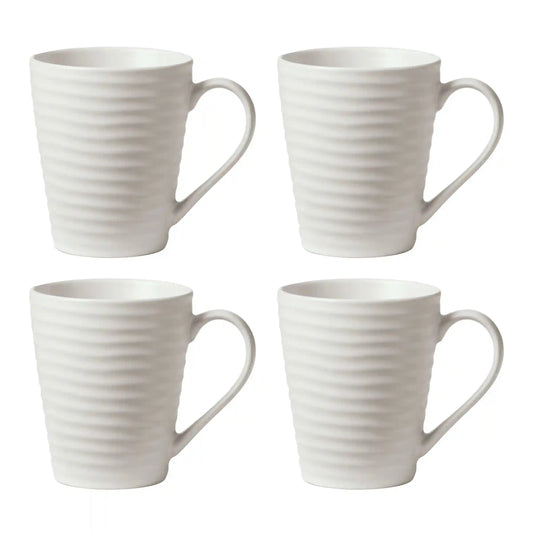 Ridge White Mugs, Set of 4