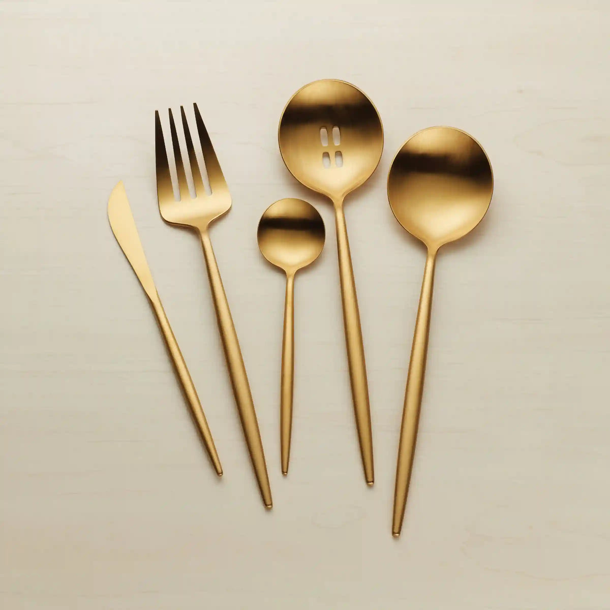 Zephyr Gold Satin 45-Piece Flatware Set