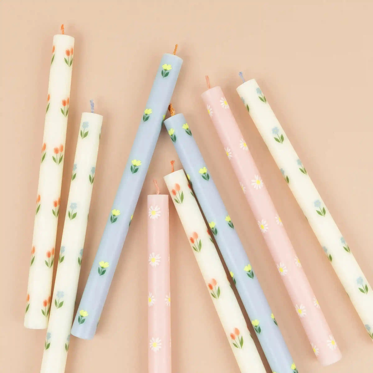 Floral Table Candles, Set of 8