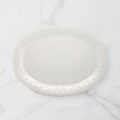 French Perle White Oval Serving Platter