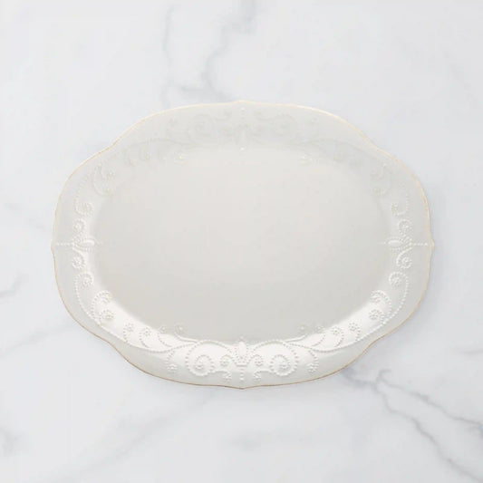 French Perle White Oval Serving Platter