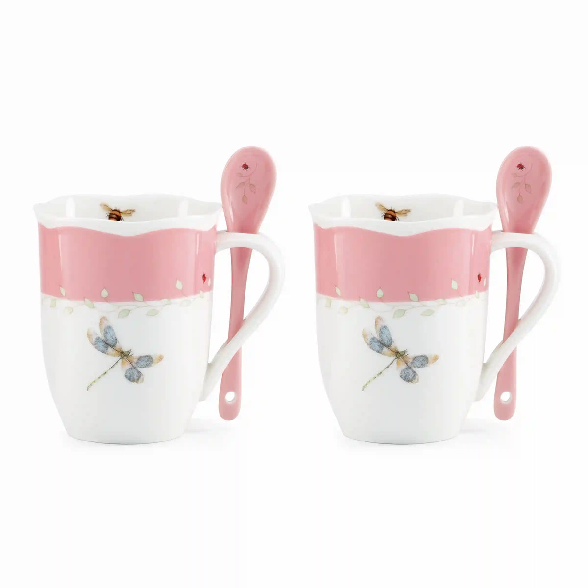 Butterfly Meadow Color Mugs with Spoons, Set of 8