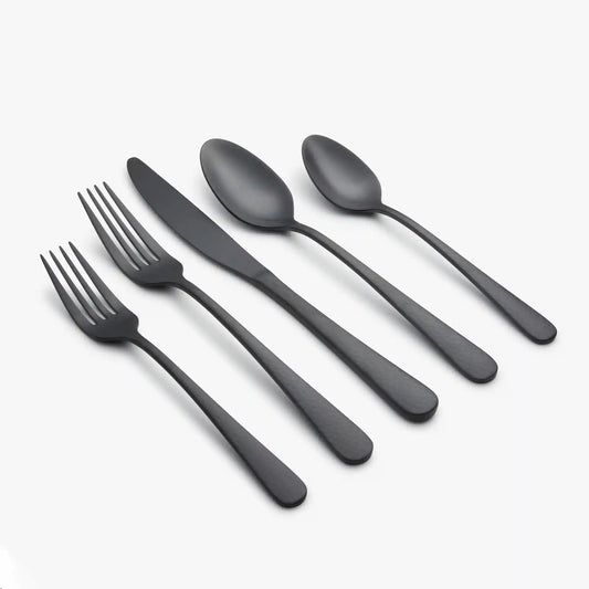 Keene Black Satin 20-Piece Flatware Set