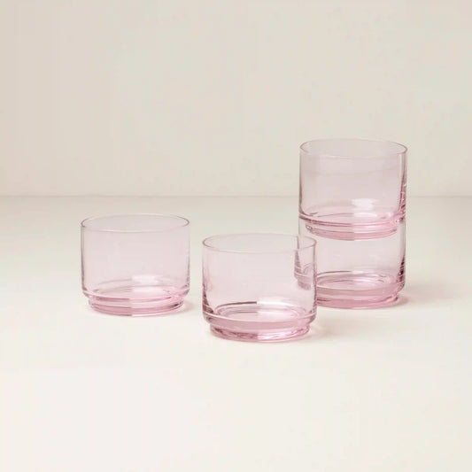 Tuscany Stackable Blush Short Glasses, Set of 4