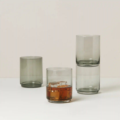 Tuscany Classics Stackable Smoke Tall Glasses, Set of 4