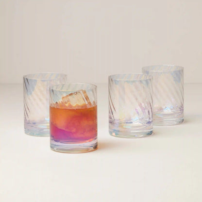 Tuscany Classics Iridescent Double Old-Fashioned Glasses, Set of 4