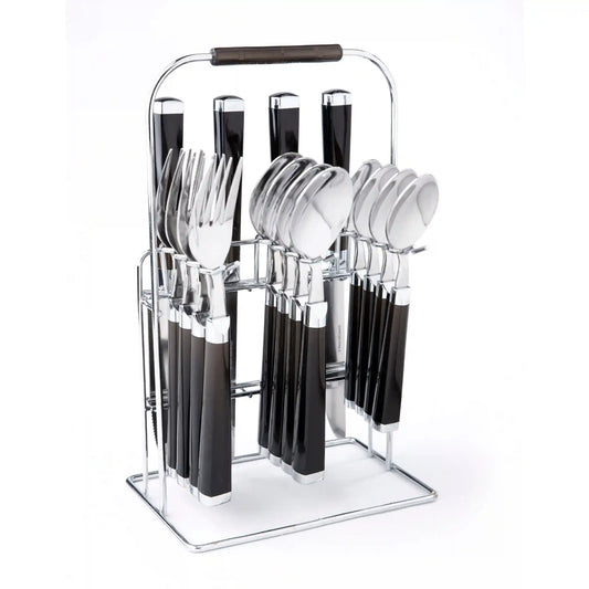Temptation Black Charcoal Handle 16-Piece Flatware Set