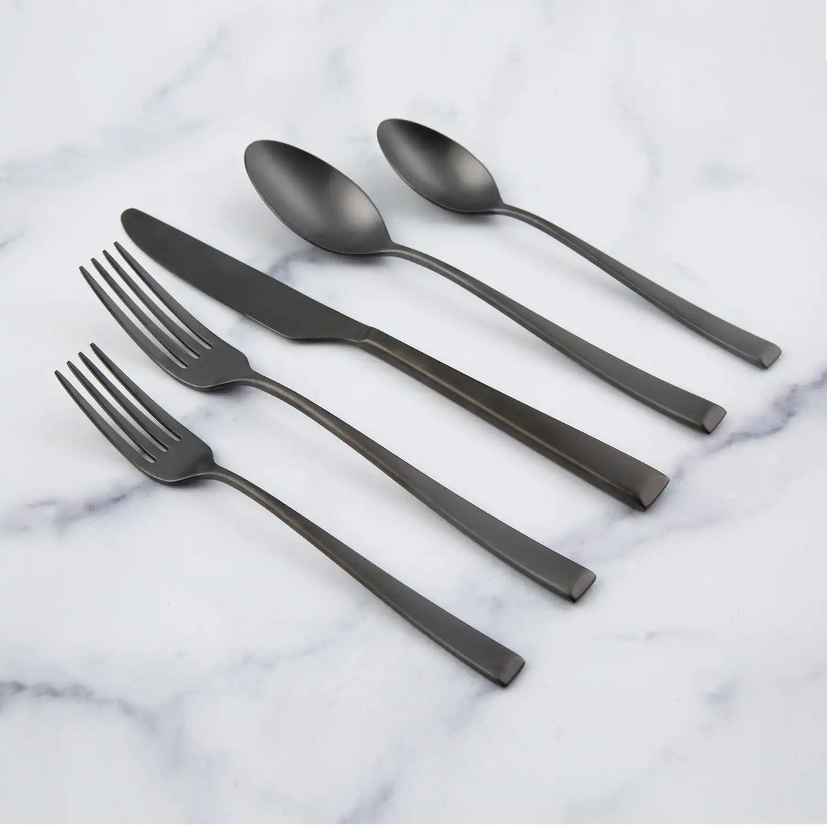 Marlise Black Satin 20-Piece Flatware Set