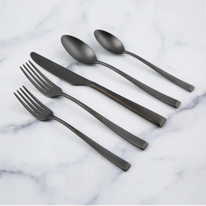 Marlise Black Satin 20-Piece Flatware Set