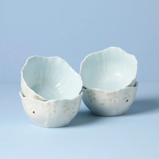 Butterfly Meadow Floral Blue Dessert Bowls, Set of 4