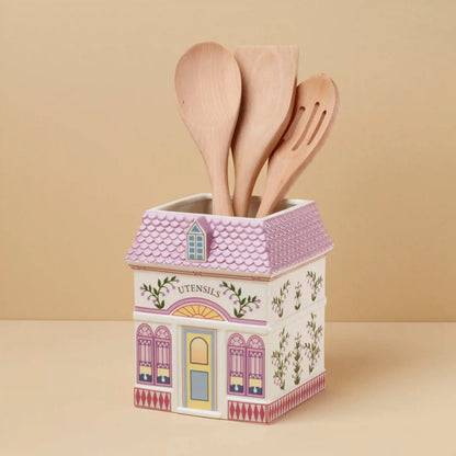Lenox Spice Village Utensil Crock with Wood Utensils