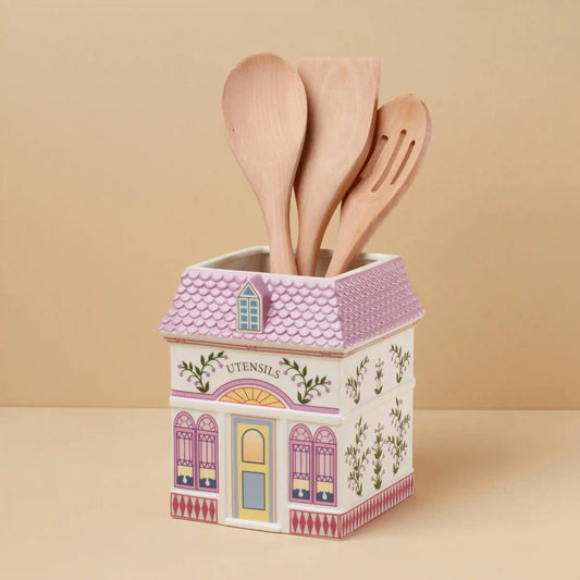 Lenox Spice Village Utensil Crock with Wood Utensils