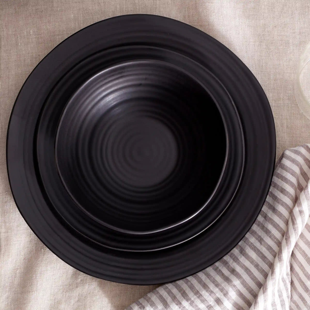 Ridge Black 12-Piece Dinnerware Set
