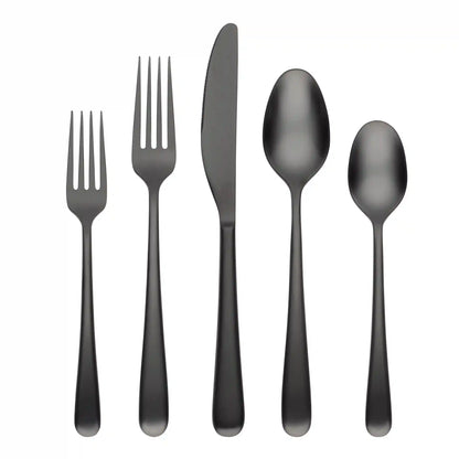 Rafael Black Satin 20-Piece Flatware Set