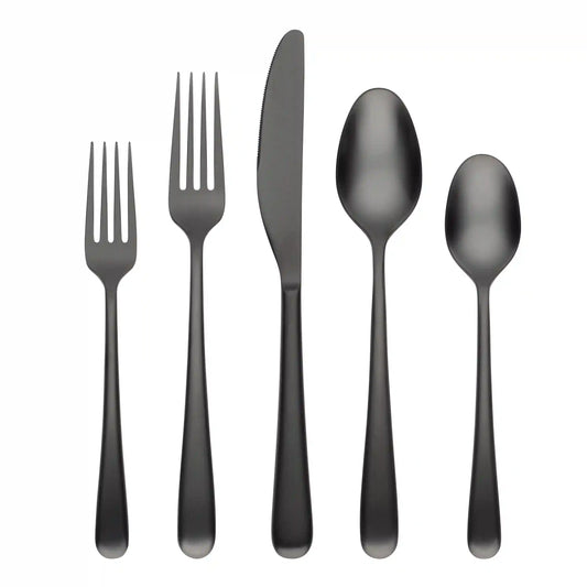 Rafael Black Satin 20-Piece Flatware Set