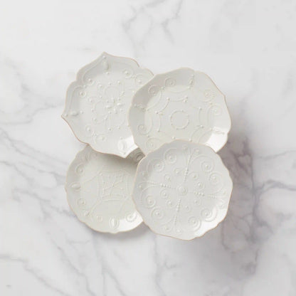 French Perle White 4-Piece Dessert Set