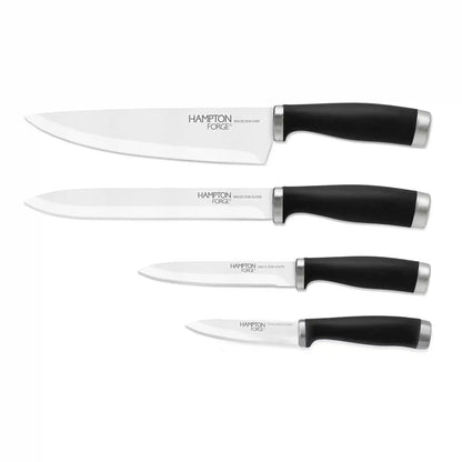 Epicure Black 4-Piece Soft-Grip Cutlery Set