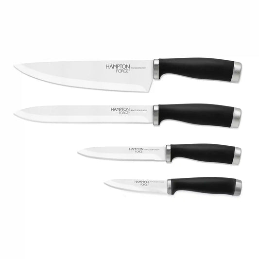 Epicure Black 4-Piece Soft-Grip Cutlery Set