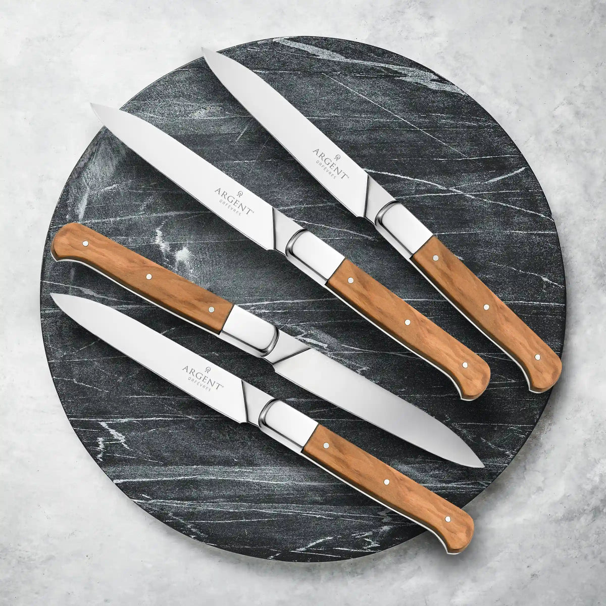 Argent Lynden Olive Wood Steak Knives, Set of 4