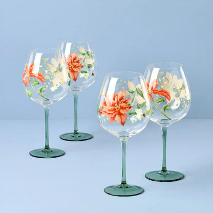 Butterfly Meadow Holiday Balloon Glasses, Set of 4