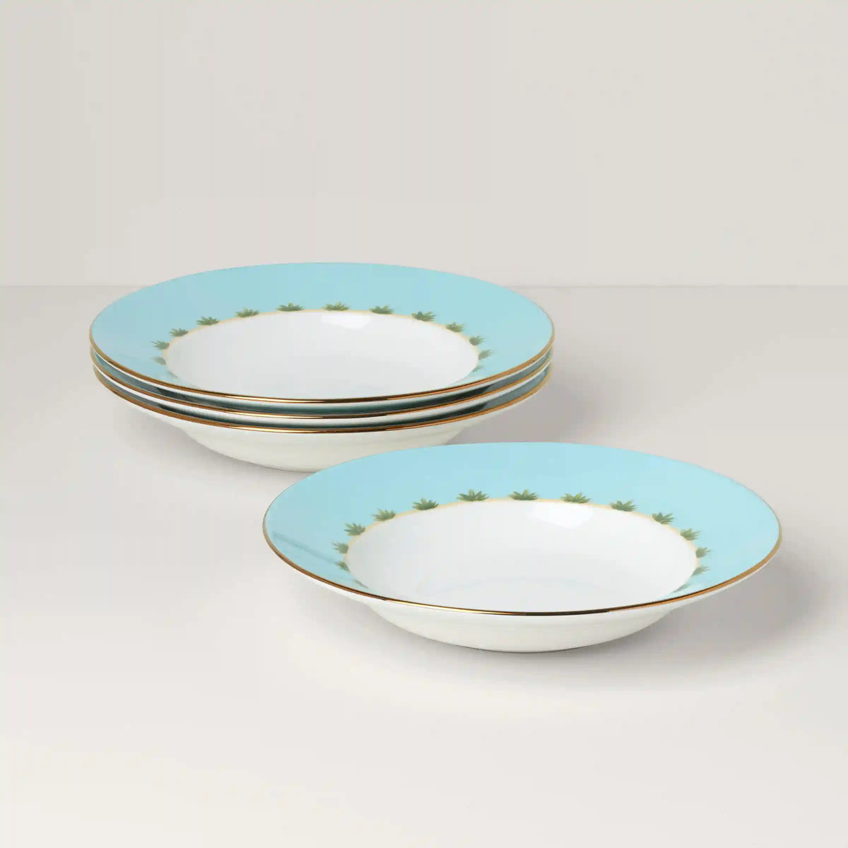 British Colonial Tradewinds Rimmed Soup Bowls, Set of 4