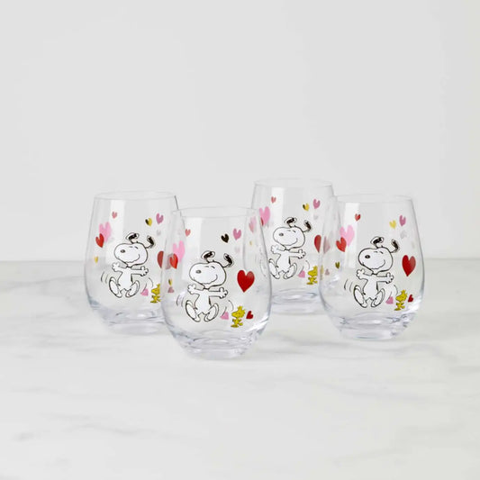 Snoopy Valentine's Day Tumblers, Set of 4