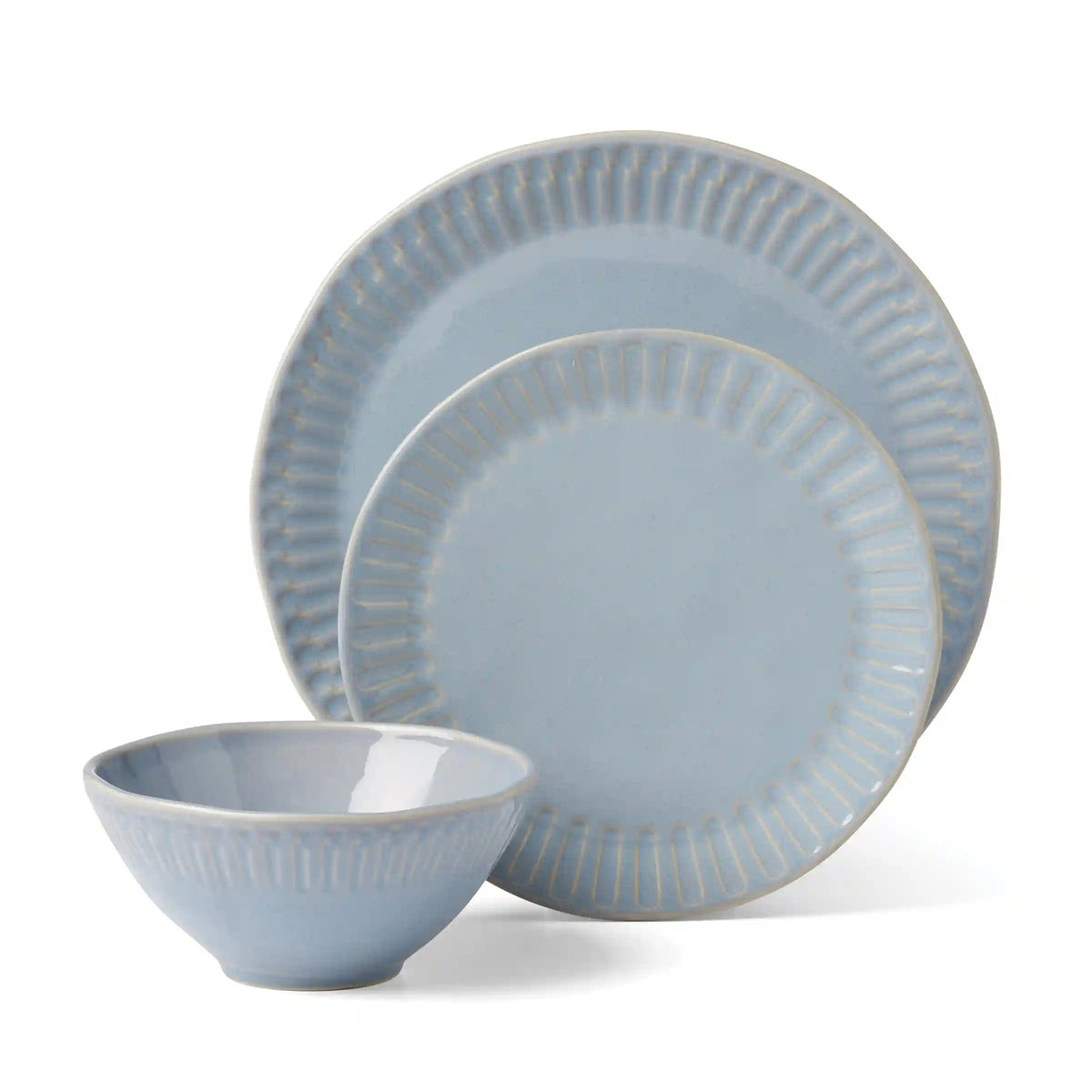 Artisanal Stripe Blue 12-Piece Dinnerware Set