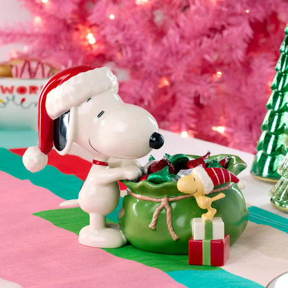 Snoopy Christmas Santa Sack Candy Bowl