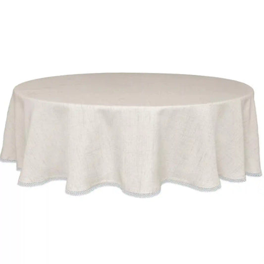 French Perle Solid Natural 70x70 Round Tablecloth